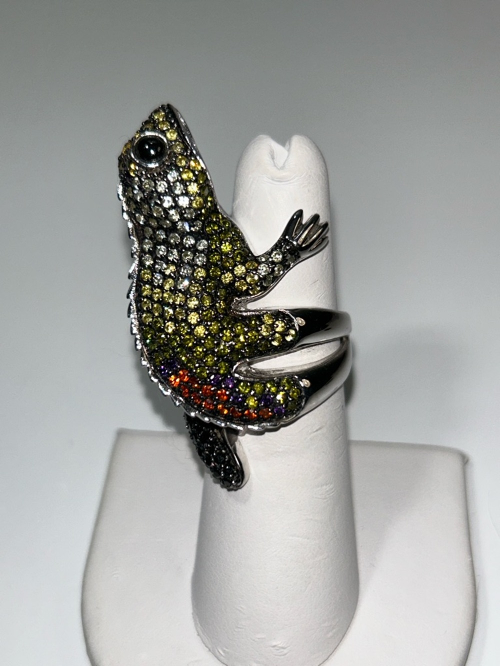 NWOT Sterling Silver Crystal Pave Gecko Lizard Ring - Picture 3 of 11